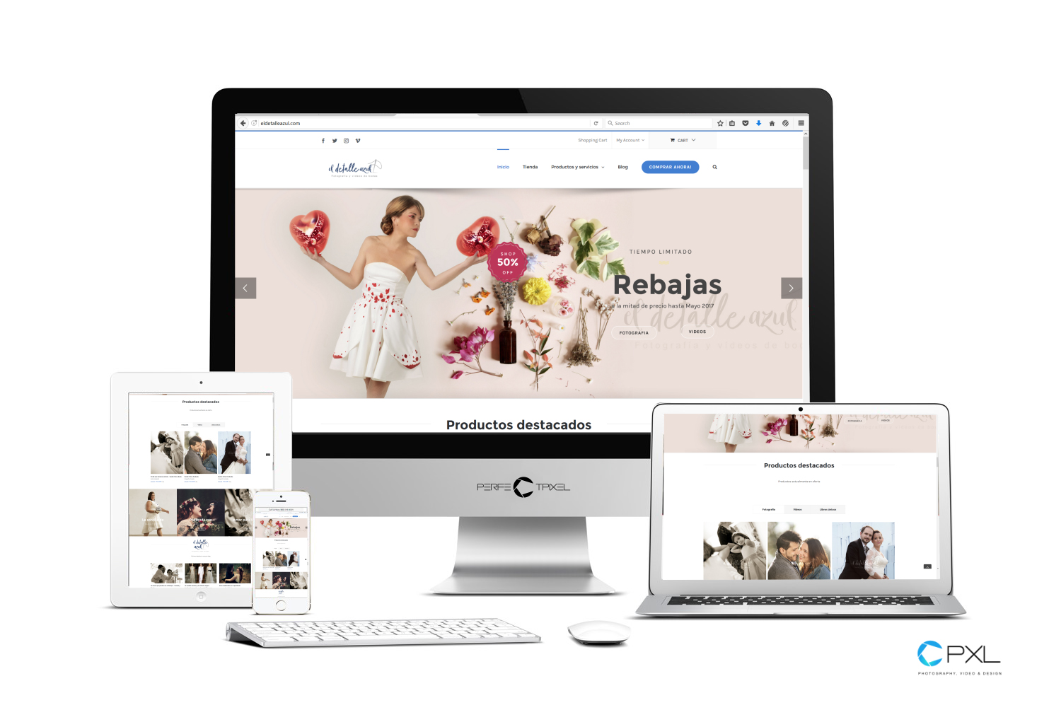 Diseño comercio electrónico para el detalle azul - Fotografía y vídeos de boda