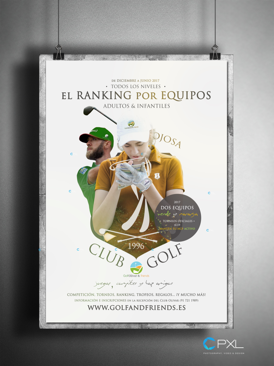 Cartel publicitario para GolfOlivar&Friends club de golf Olivar de la Hinojosa