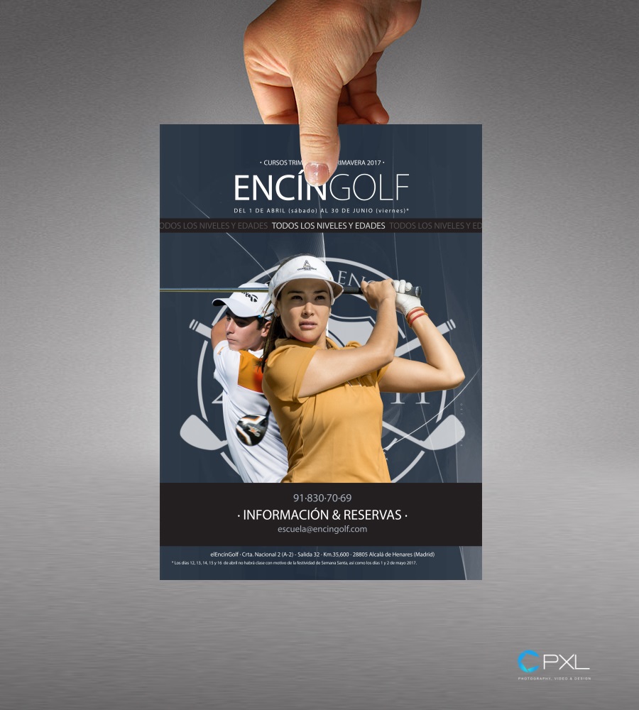 Diseño dípticos para cursos trimestrales escuela de golf (Encín Golf Hotel)