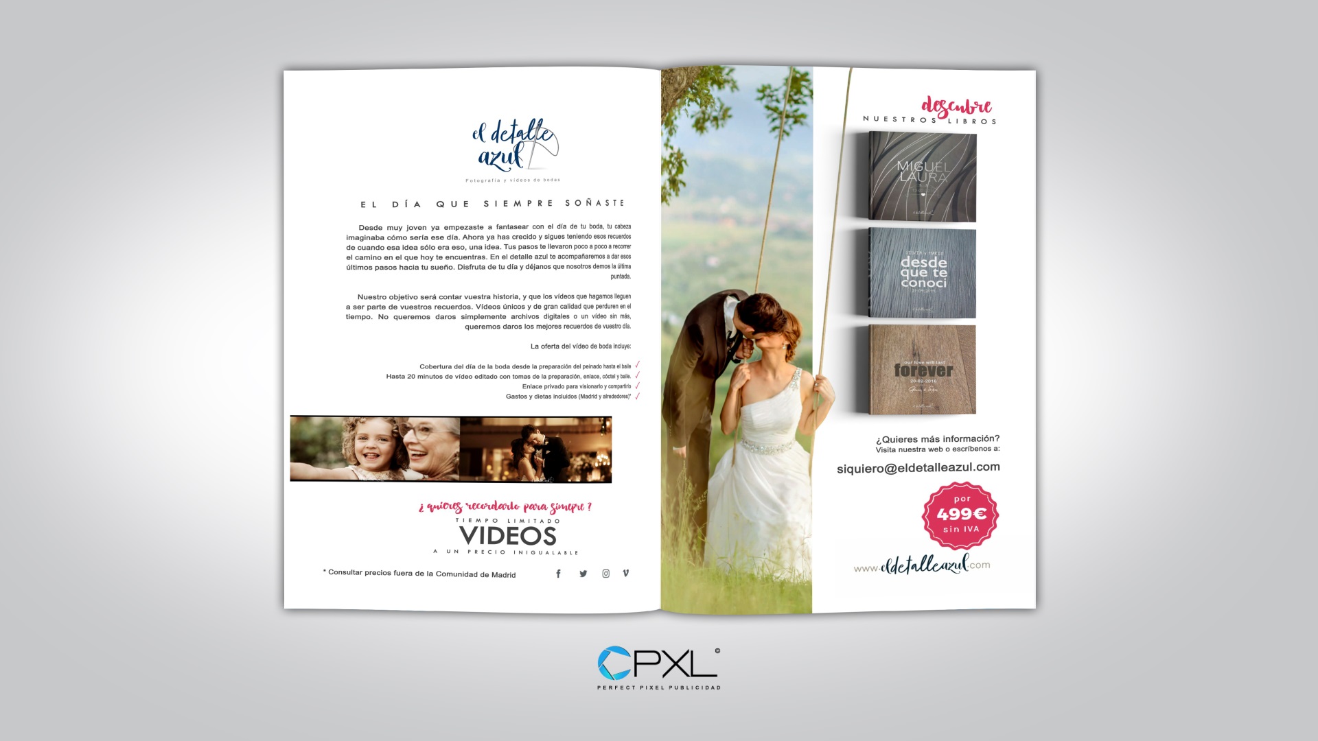 Diseño flyers para empresa de bodas - el detalle azul