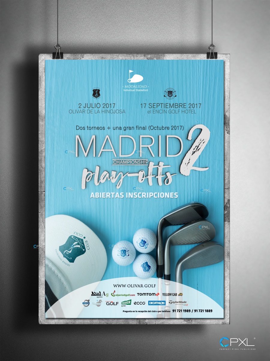 Cartel publicitario para torneo de golf en Madrid (Madrid Play-Offs 2)
