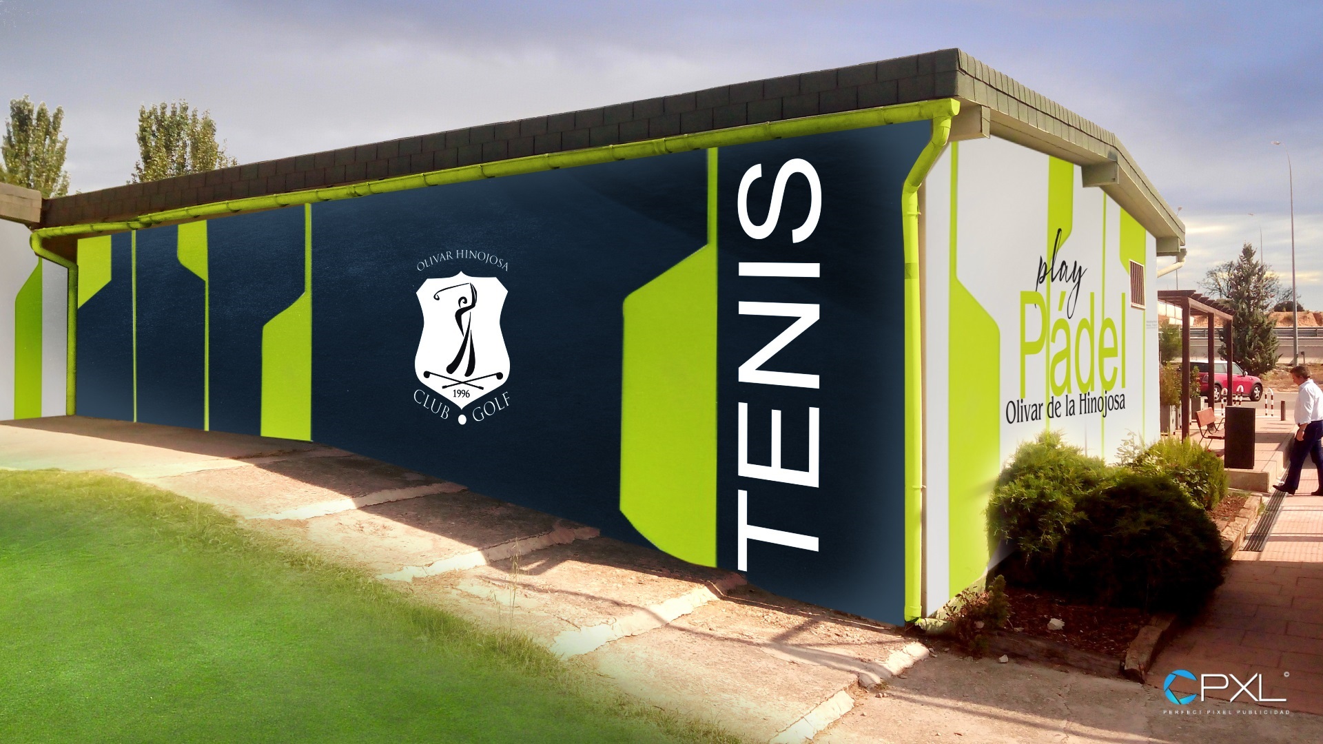 Diseño Fachada edificio tenis padel golf Agencia de Publicidad en